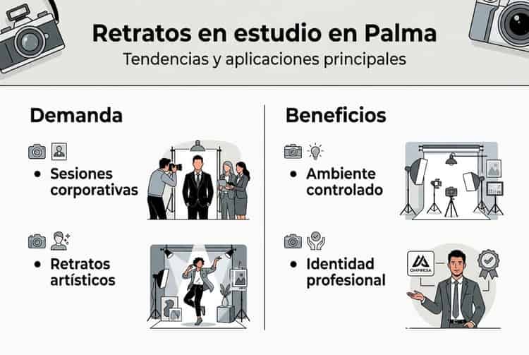 Infografía sobre las tendencias actuales en fotografía de retrato en estudio en Palma
